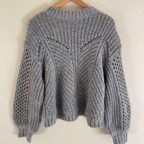 AMUSE SOCIETY Open Knit Powder Blue Sweater with Full Sleeves is NWOT! MEDIUM - Picture 1 of 8